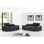 Voir la diapositive 2 : Habitat et Jardin Canapé cuir reconstitué et PVC  Bari  - 180 x 96 x 72 cm - 2 places - Noir