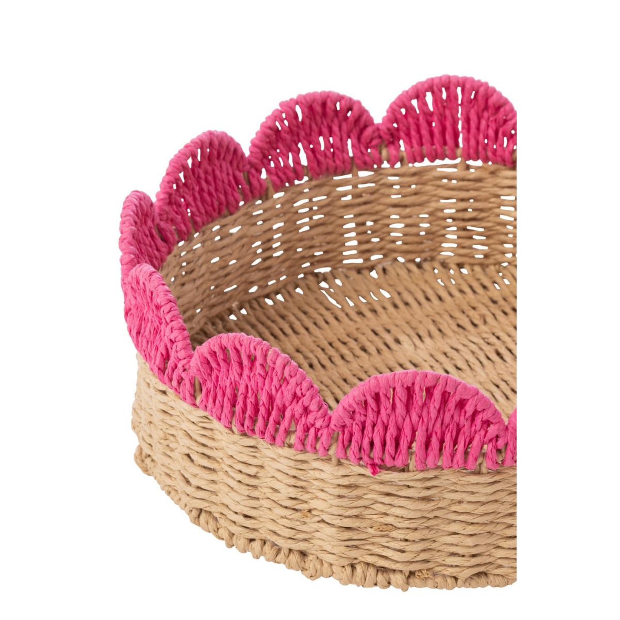 Voir la diapositive 3 : J-LINE Lot de 2 plateaux déco  feston  30cm naturel