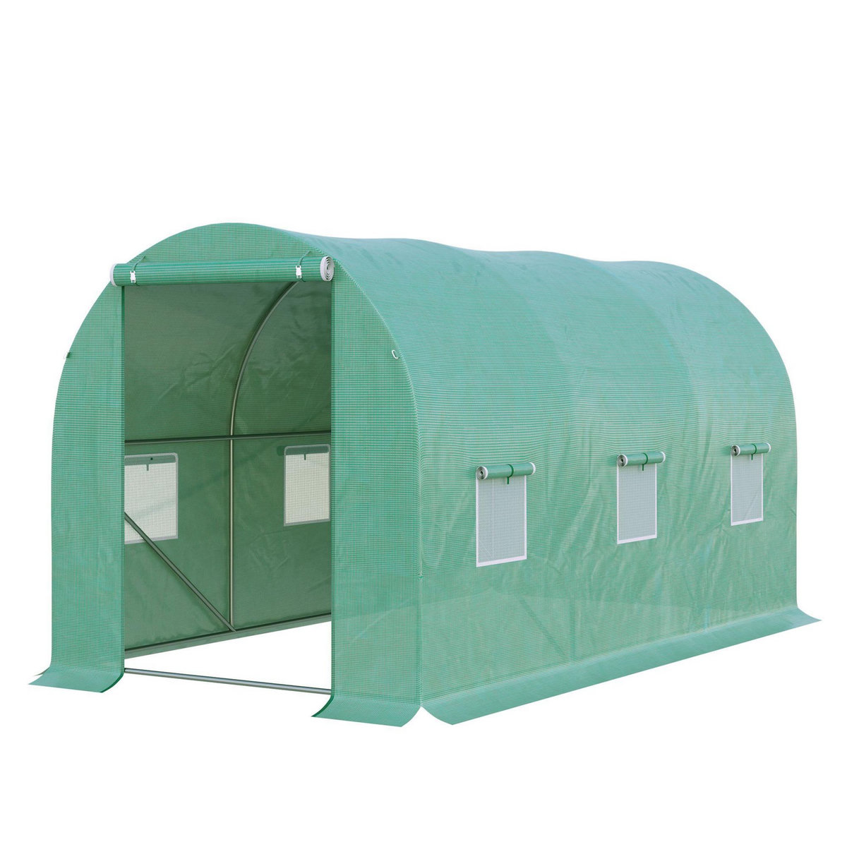 OUTSUNNY Serre de jardin tunnel 8 m² 4L x 2l x 1,9H m acier galvanisé renforcé diamètre 2,4 cm + PE haute densité fenêtres porte vert