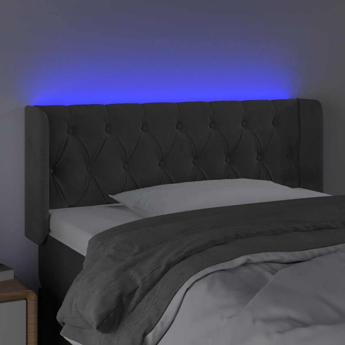 VIDAXL Tete de lit a LED Gris fonce 93x16x78/88 cm Velours