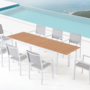 Voir la diapositive 2 : CONCEPT USINE Table extensible de jardin 8 places en aluminium et bois MADEIRA