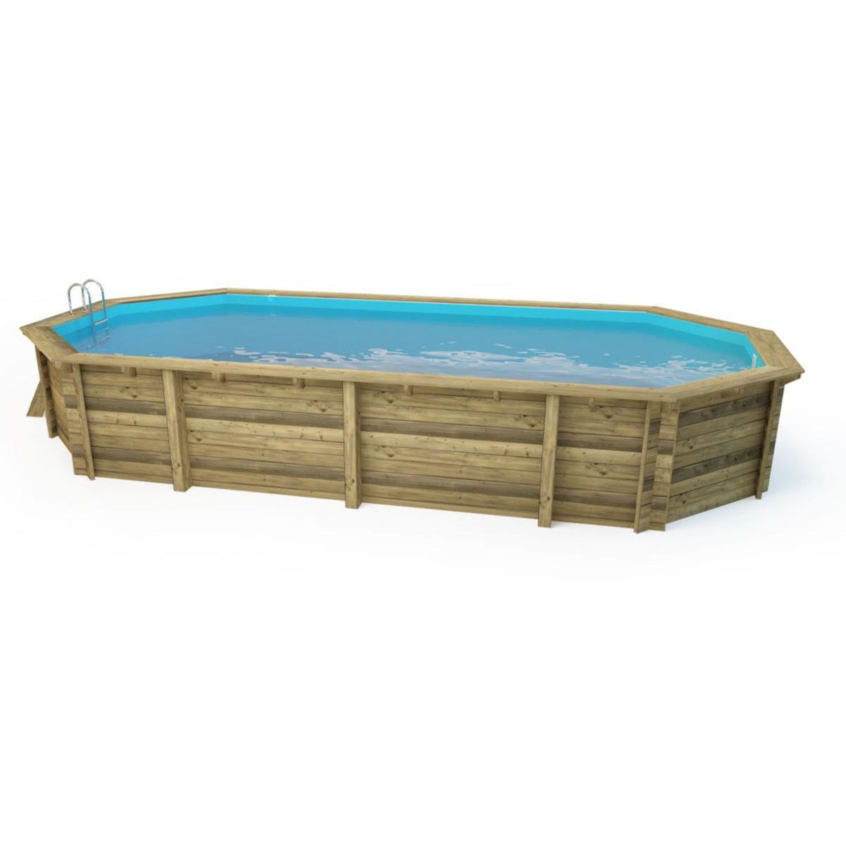 Habitat et Jardin Piscine bois   Ibiza 130   - 8.57 x 4.57 x 1.31 m - Bâche à bulles  180 µ - Bâche hiver  280 g/m²