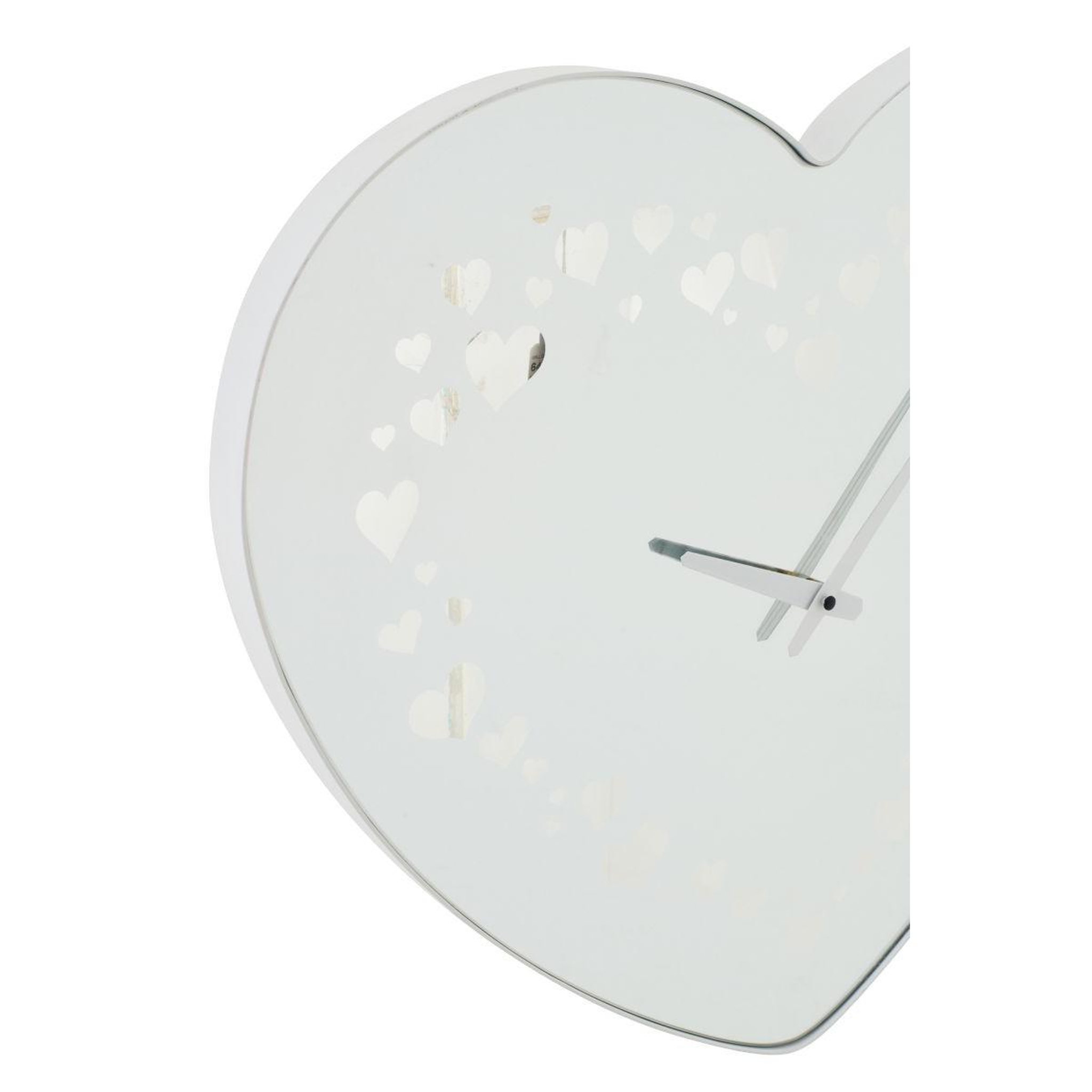 Voir la diapositive 2 : J-LINE Horloge murale en verre  cœur  60cm blanc