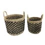 Voir la diapositive 1 : KB8 Set de 2 paniers tressé en jonc de mer - Noir et Beige