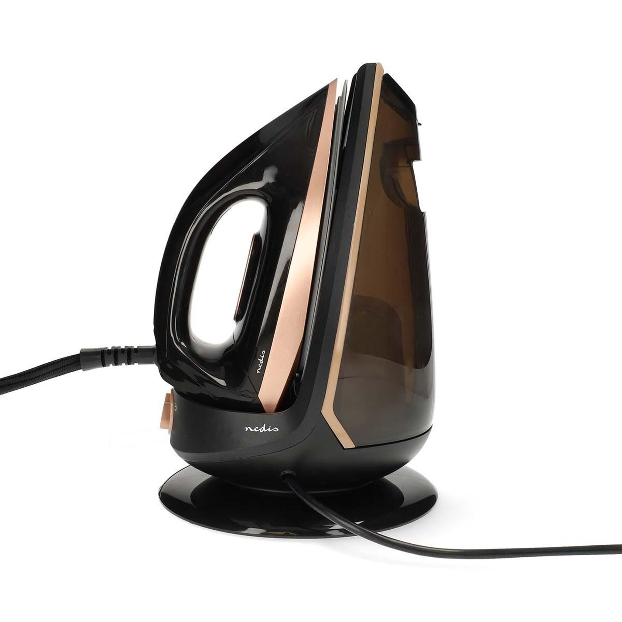 Voir la diapositive 4 : NEDIS Centrale Vapeur 2400W Fer à repasser Noir & Rose Gold 7bars Réservoir 1,5 L semelle Céramique Défroissage vertical Nedis
