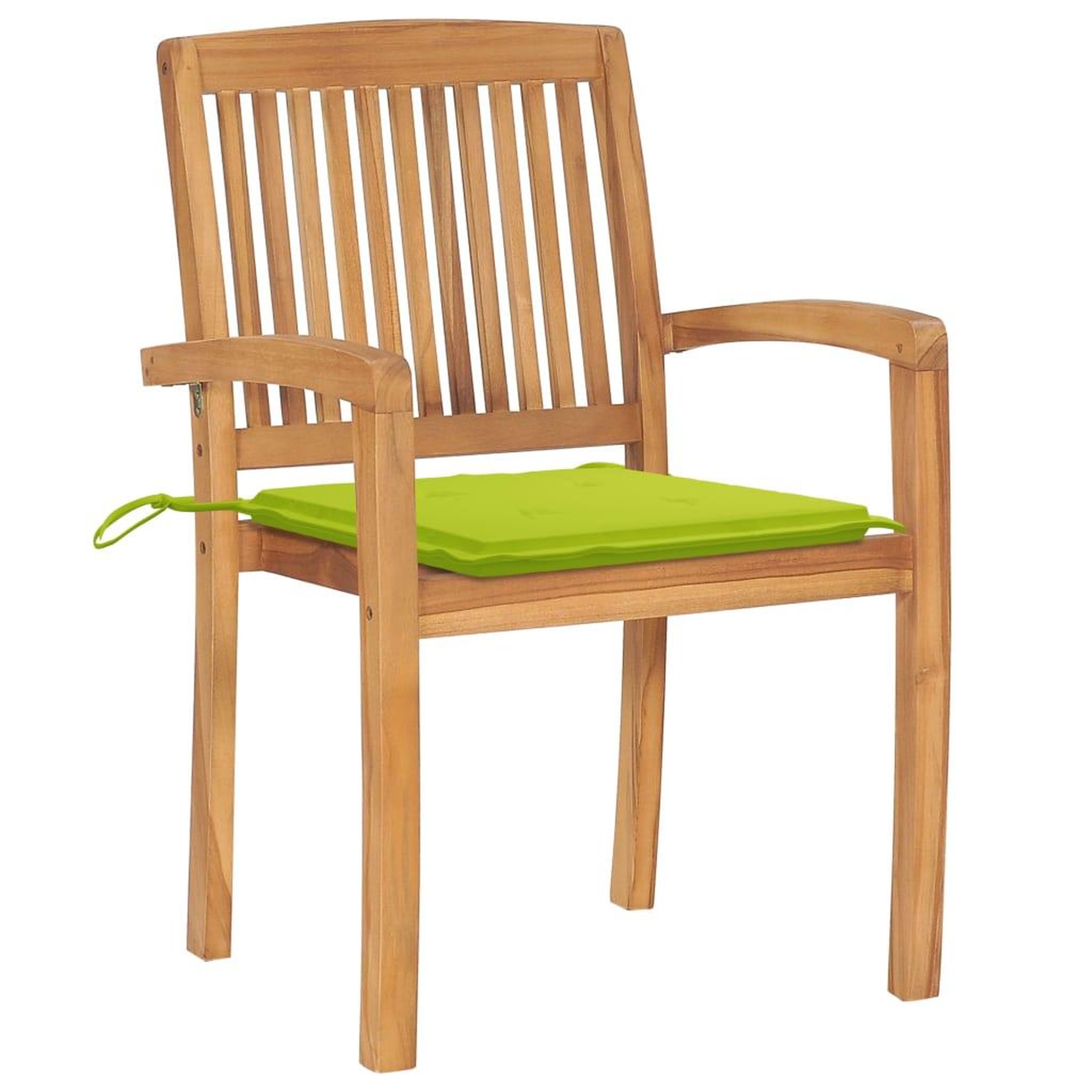 Voir la diapositive 3 : VIDAXL Chaises de jardin empilables avec coussins lot de 4 Teck solide