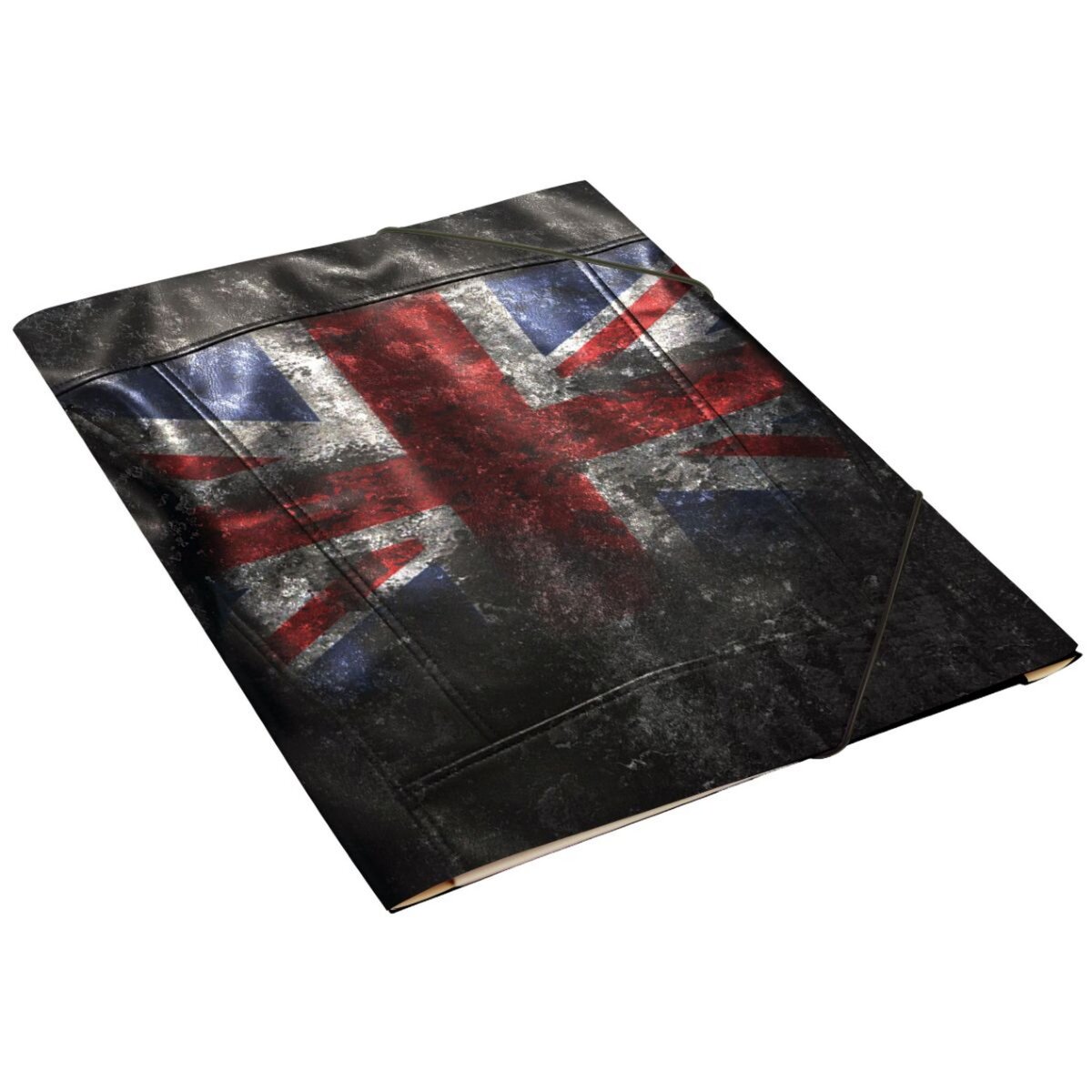 CLEMENTINA FROG Chemise cartonnée à élastique 24x32cm drapeau London sur veste en cuir