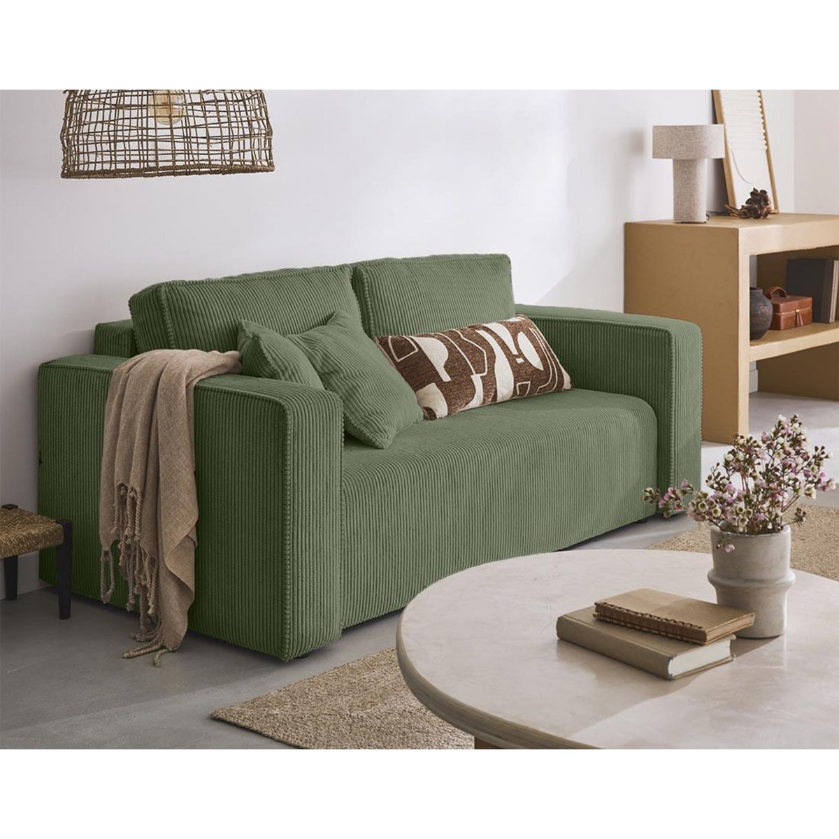 BEST MOBILIER Topaze - canapé droit 2 places - en velours côtelé