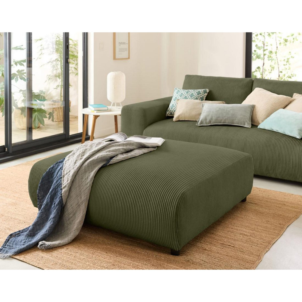 LISA DESIGN Garance - grand pouf modulable - en velours côtelé