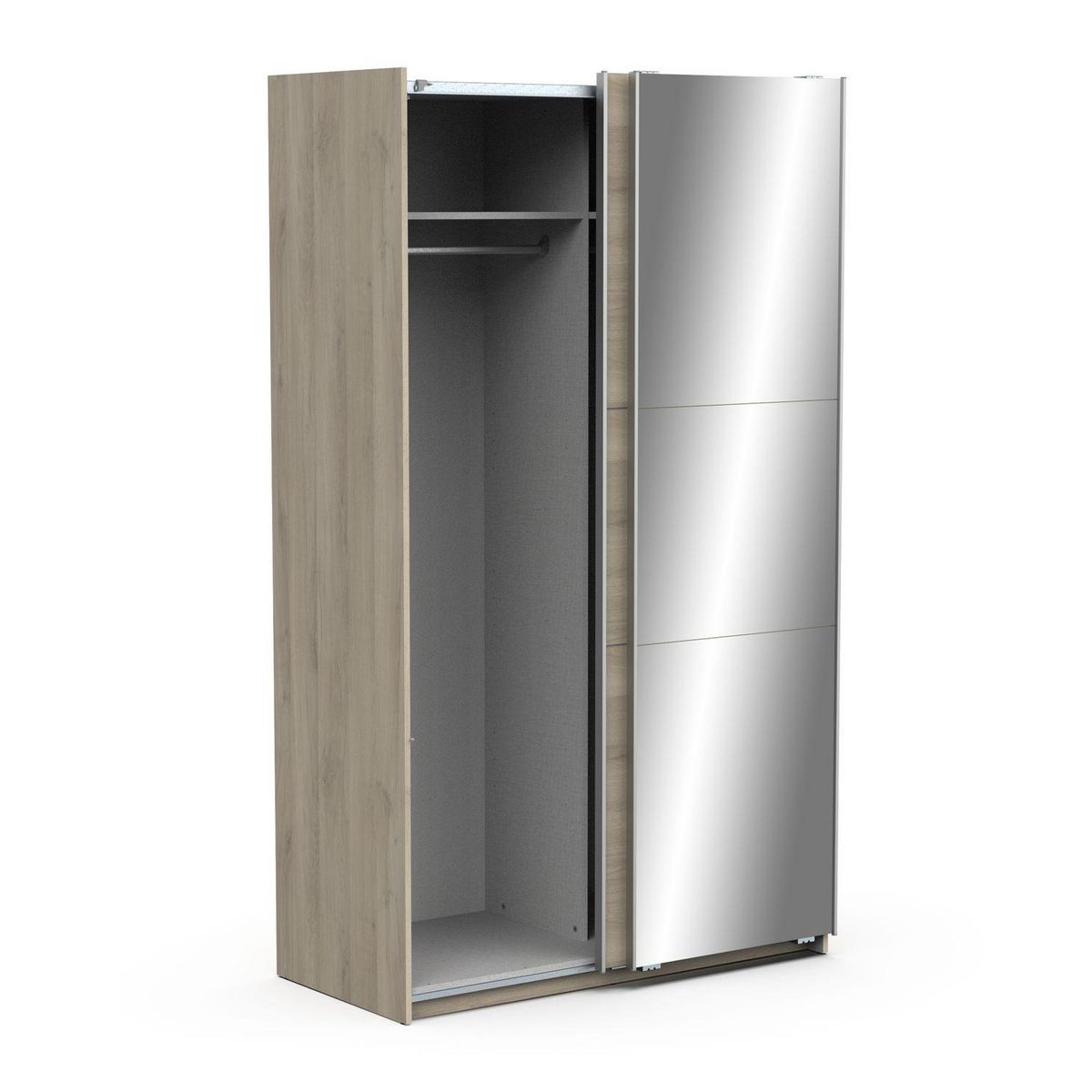 Armoire 2 portes coulissantes 1 miroir L120 cm THIBAULT