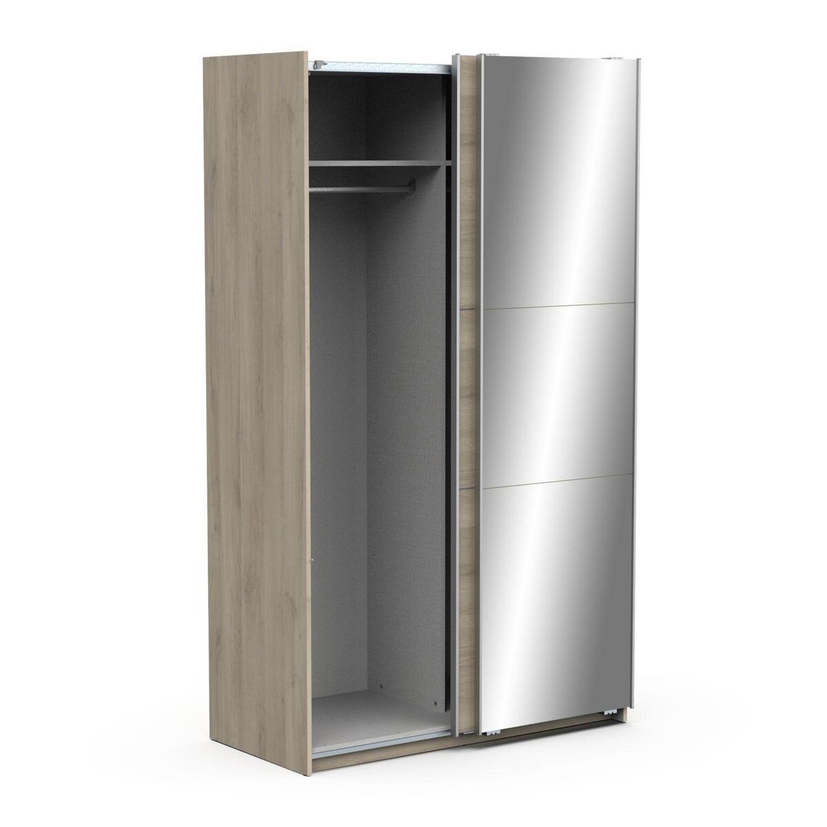 Armoire 2 portes coulissantes 1 miroir L120 cm THIBAULT
