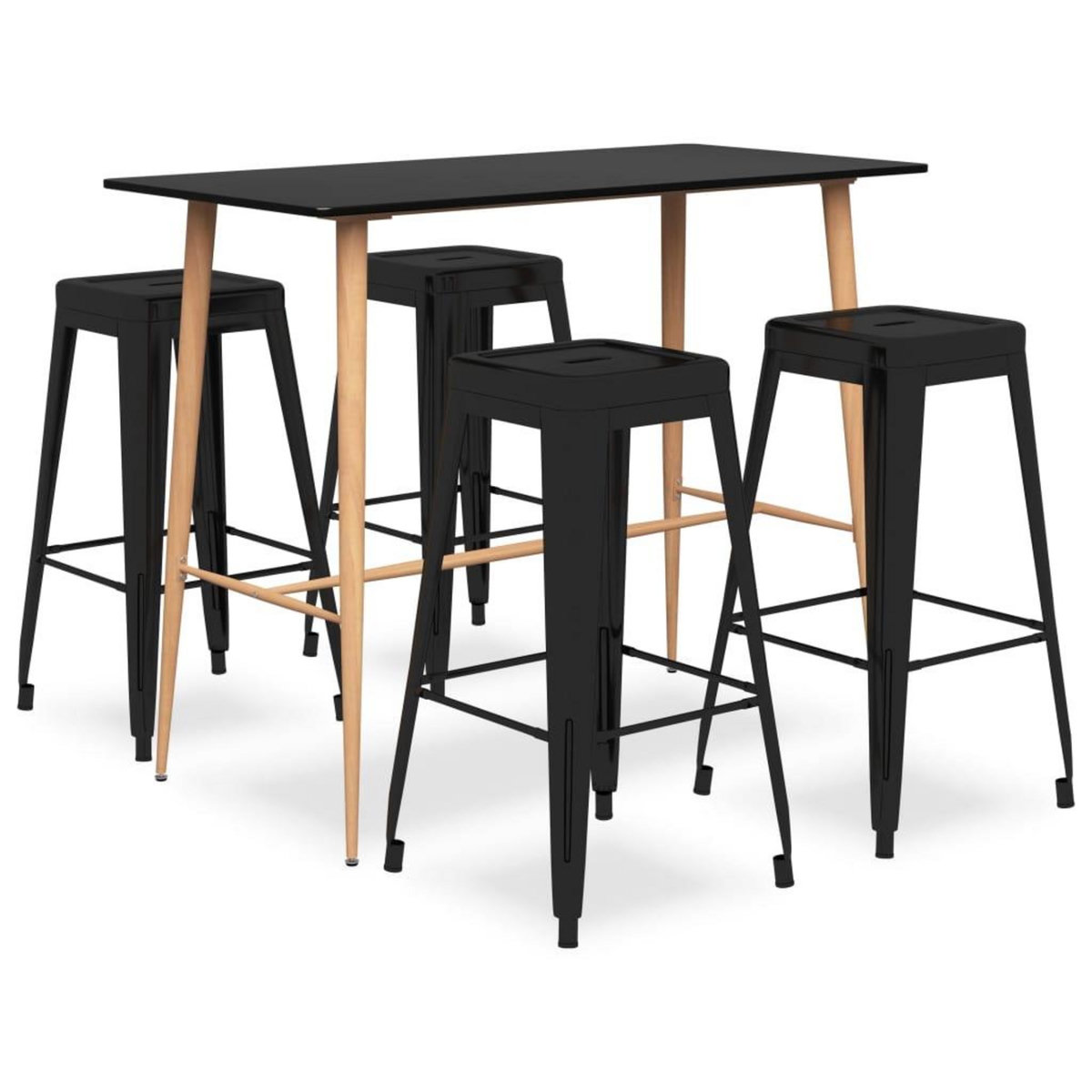 VIDAXL Ensemble de bar 5 pcs Noir