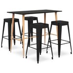 VIDAXL Ensemble de bar 5 pcs Noir