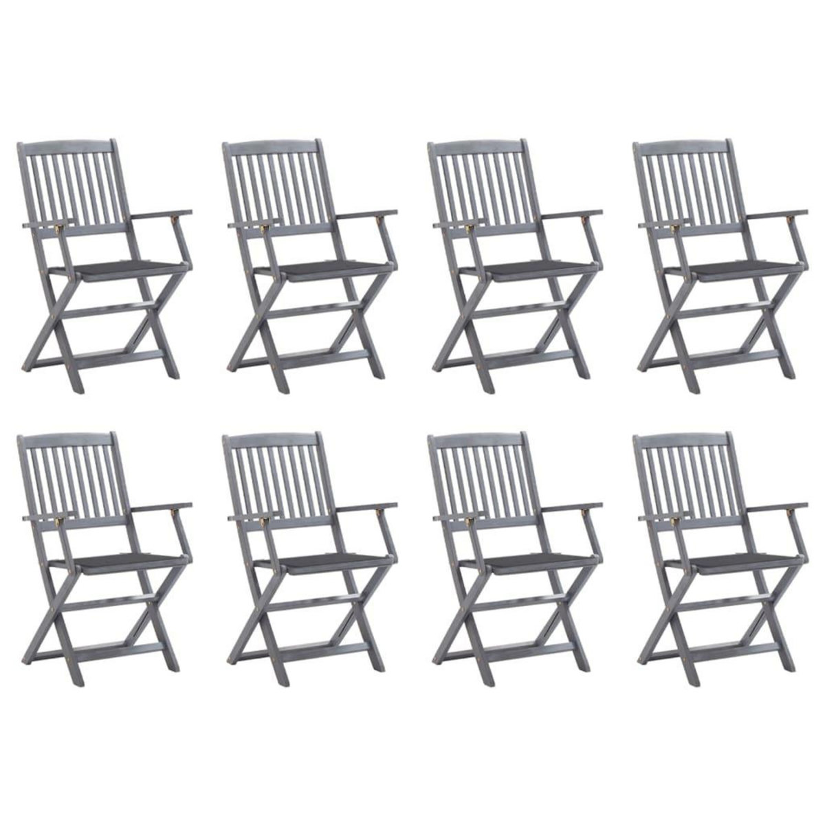 VIDAXL Chaises pliables d'exterieur lot de 8 et coussins Bois d'acacia