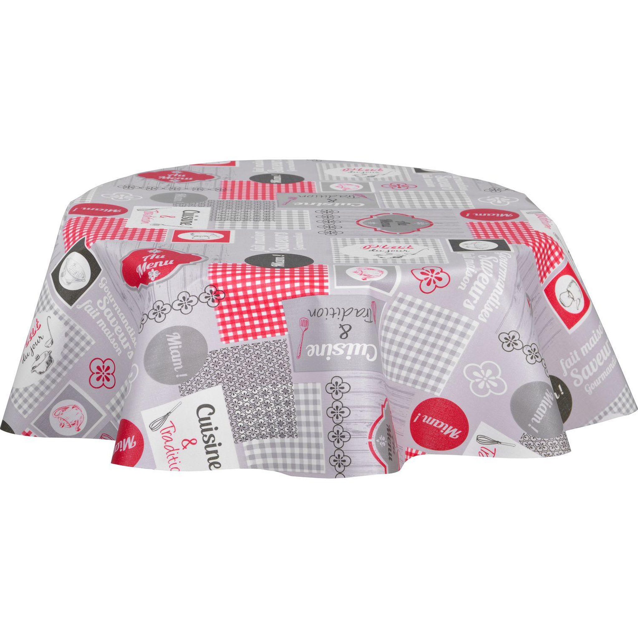HABITABLE Nappe en toile cirée ronde motif cuisine MIAM - Diam. 150 cm