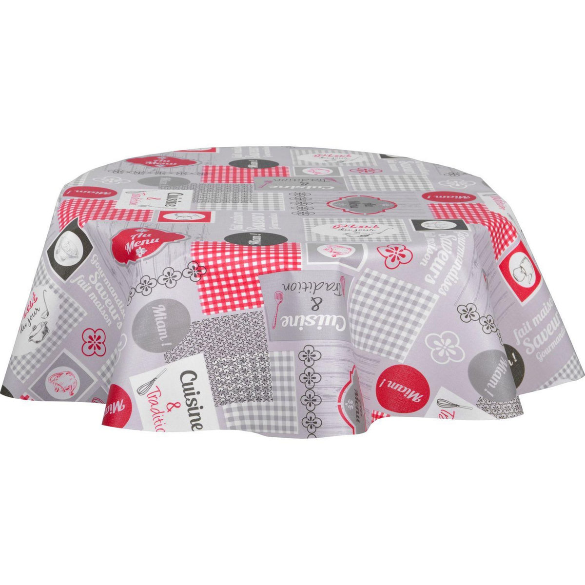 HABITABLE Nappe en toile cirée ronde motif cuisine MIAM - Diam. 150 cm