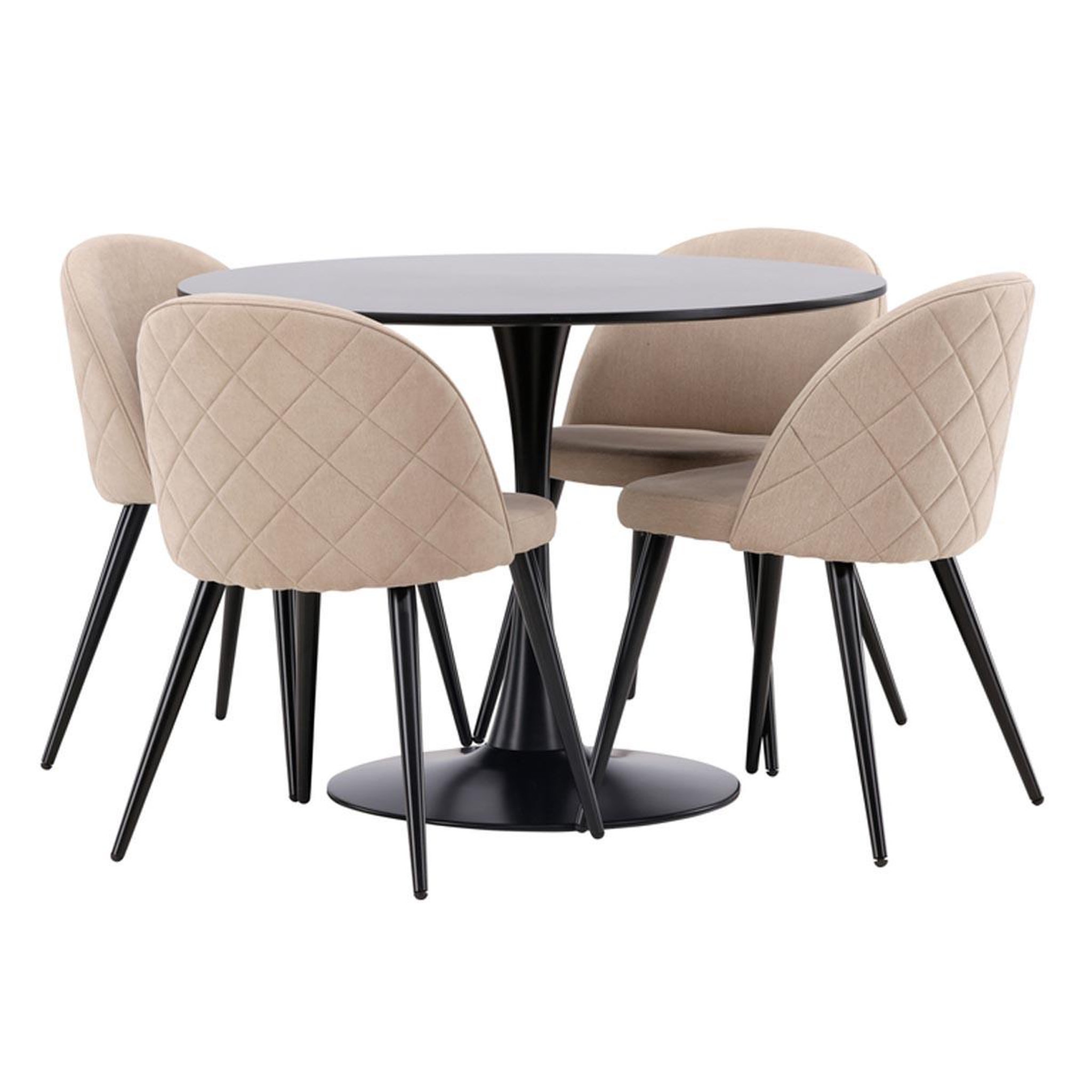 Paris Prix Ensemble table à manger & 4 chaises  glade & stitches  100cm noir & beige