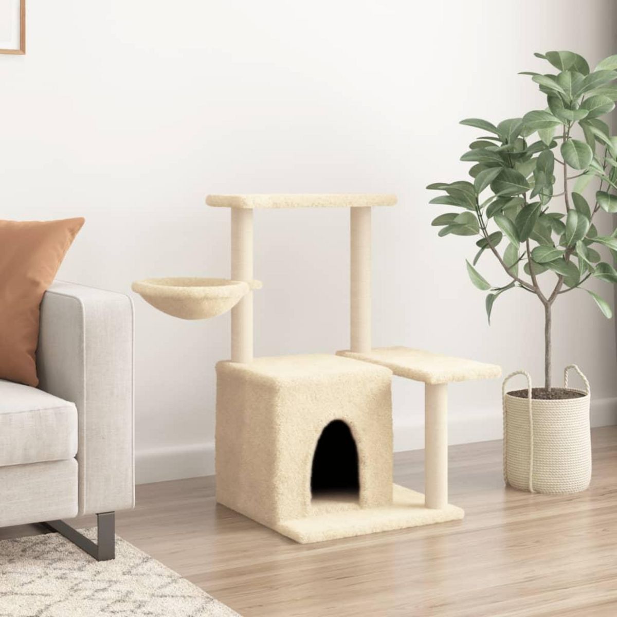 VIDAXL Arbre a chat avec griffoirs en sisal Creme 83 cm