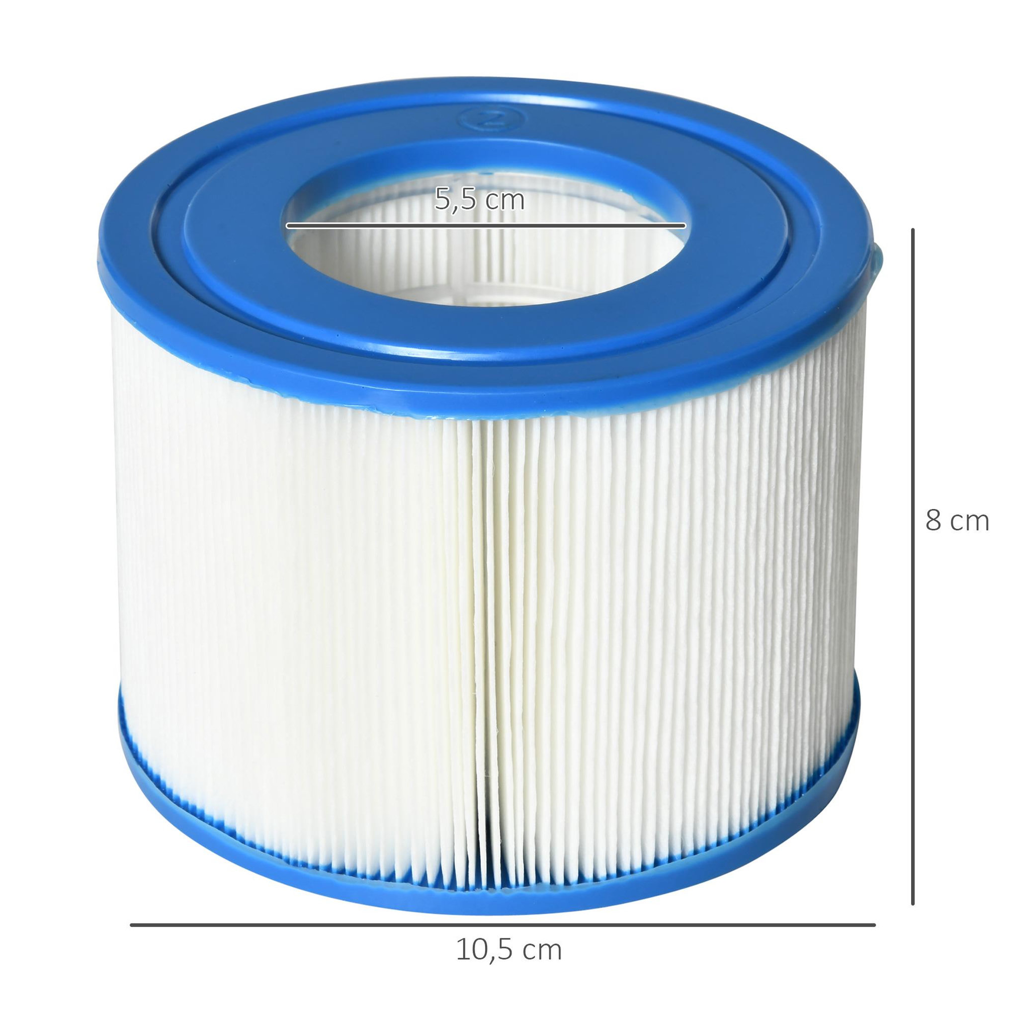 Voir la diapositive 3 : OUTSUNNY Lot de 8 cartouches filtrantes pour spa - cartouches de filtration - PP bleu fibres Dacron blanc