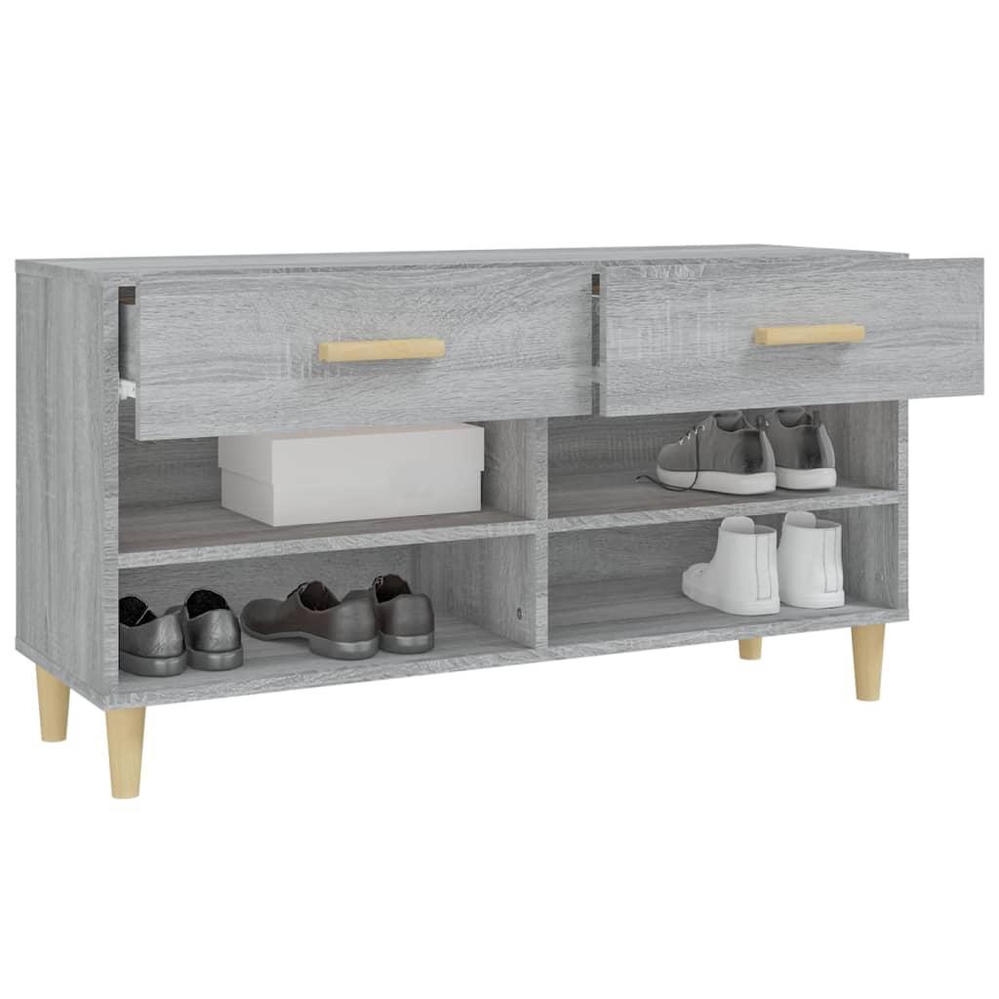 Voir la diapositive 5 : VIDAXL Meuble a chaussures sonoma gris 102x35x55 cm bois d'ingenierie