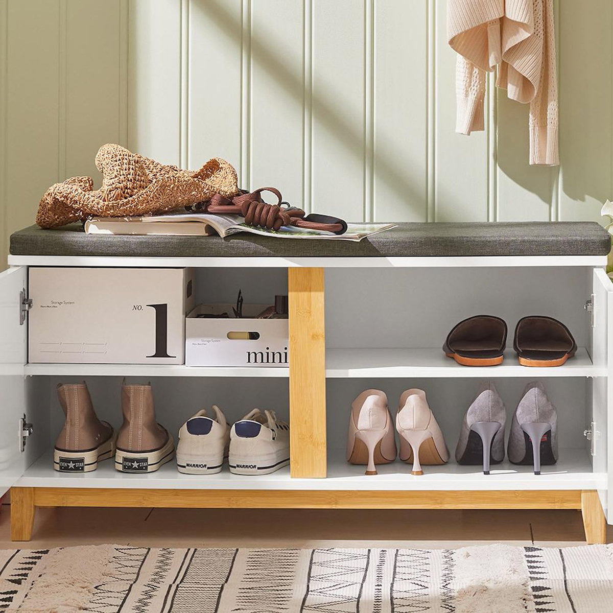 SOBUY SoBuy - Banc de rangement à chaussures avec deux portes - Nordique - FSR117