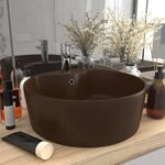 VIDAXL Lavabo avec trop-plein Marron fonce mat 36x13 cm Ceramique