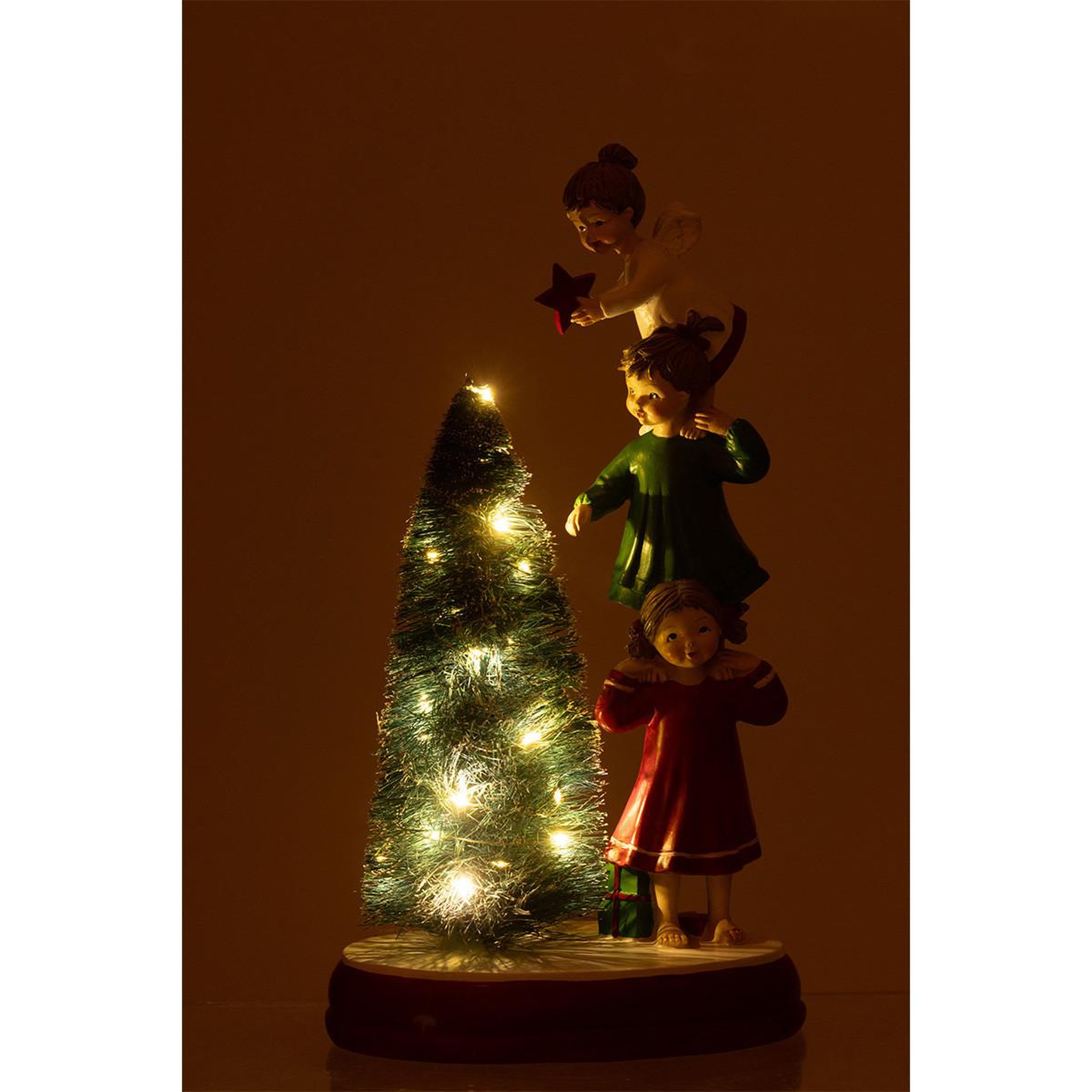 Voir la diapositive 3 : J-LINE Déco de noël à led  sapin & anges  30cm multicolore