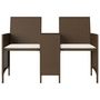 Voir la diapositive 5 : VIDAXL Canape de jardin 2 places avec table et tabourets marron rotin