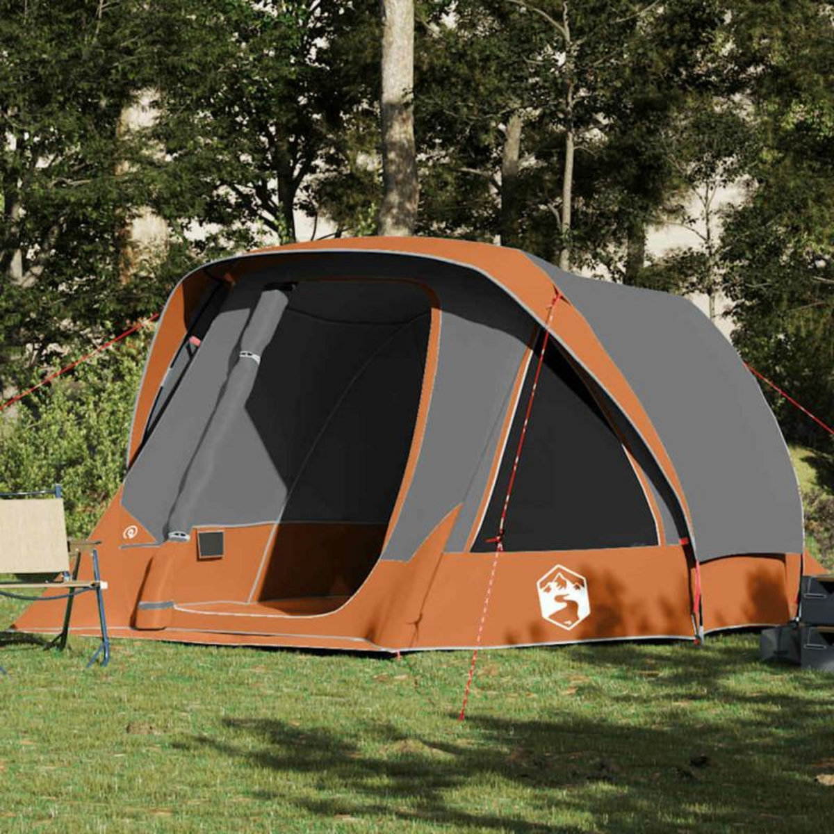 VIDAXL Tente de cabine familiale 6 personnes gris orange imperméable