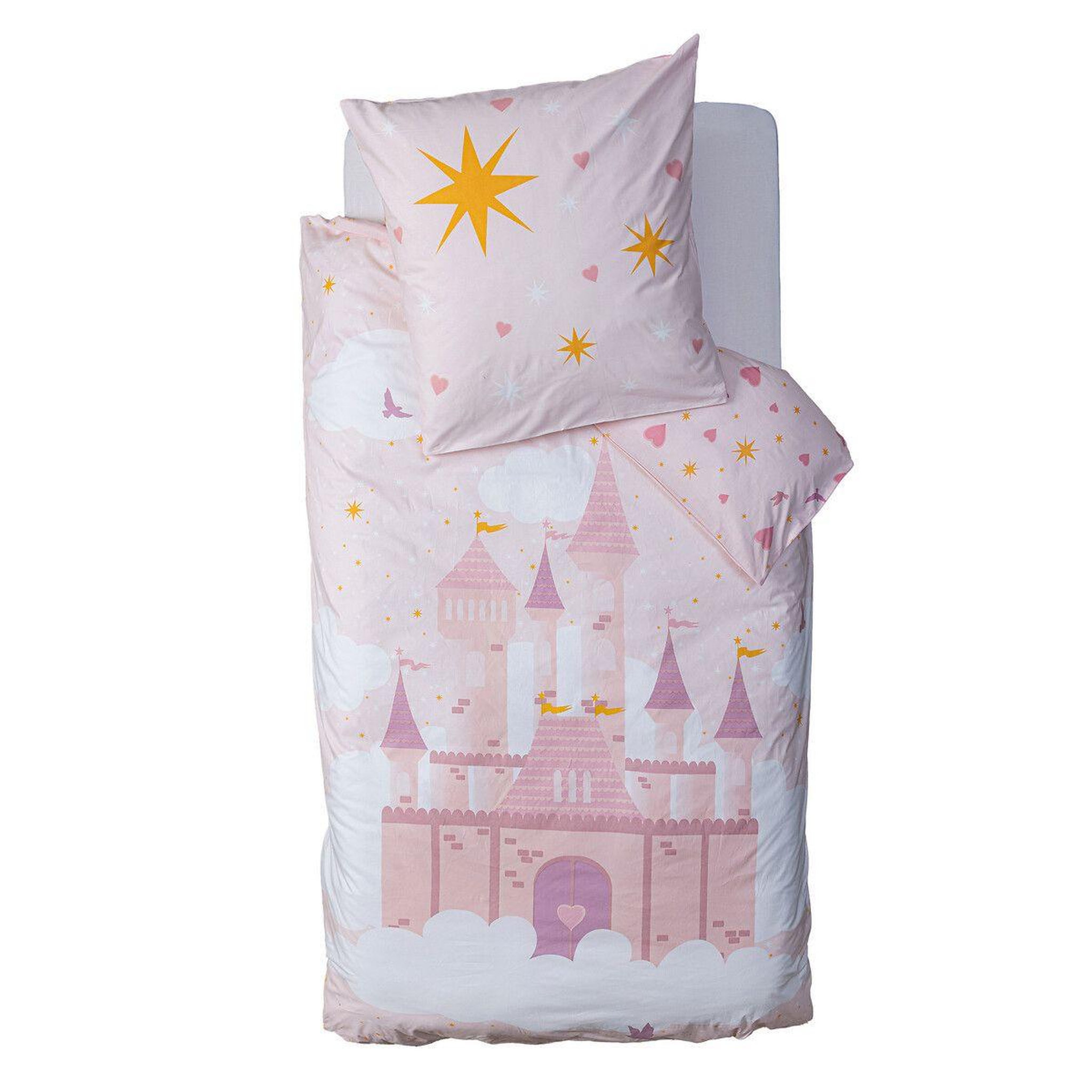 Voir la diapositive 2 : Atmosphera Kids Parure de lit 2 pièces  château  140x200cm rose