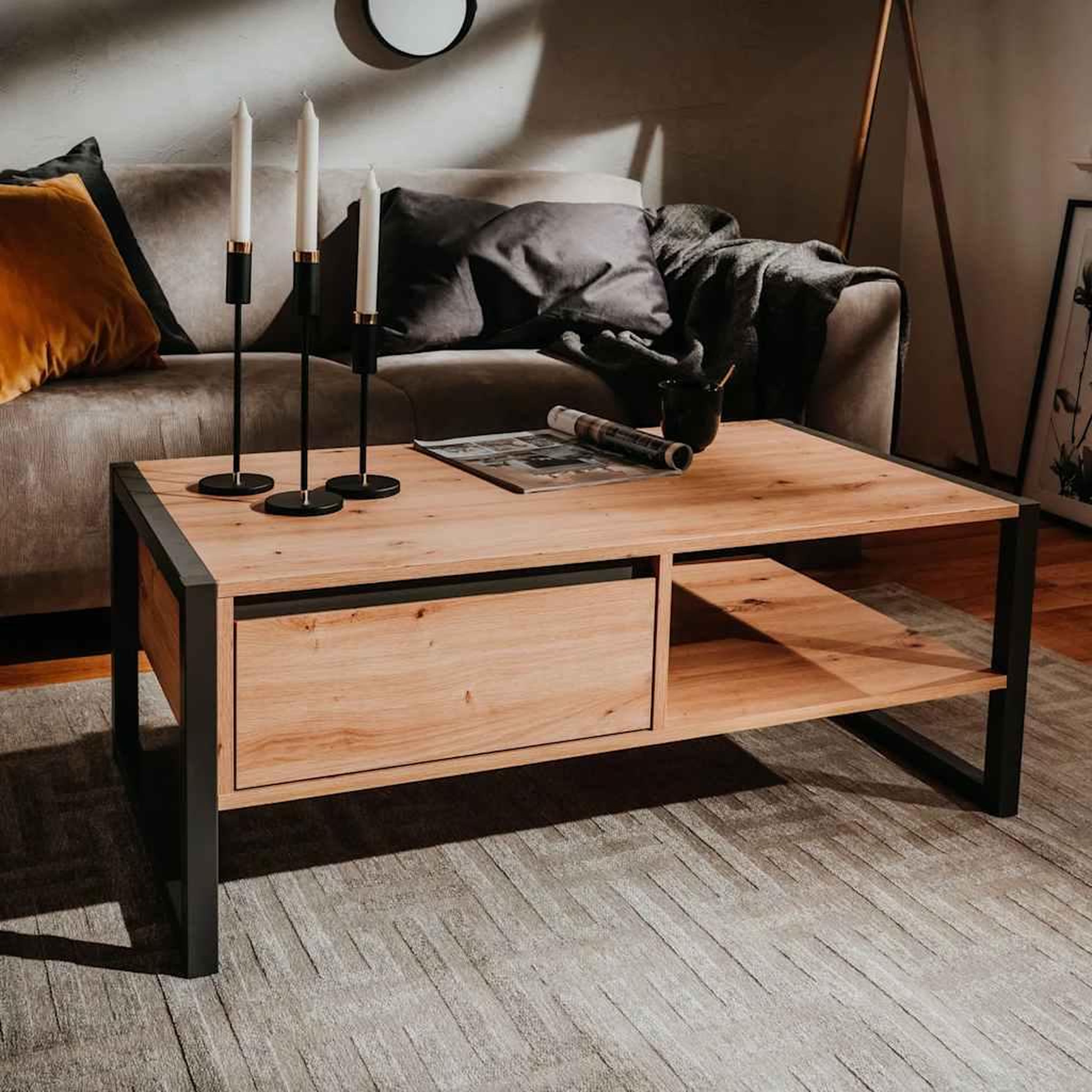 Voir la diapositive 5 : Finori Finori table basse denver 55 chene artisanal et gris anthracite