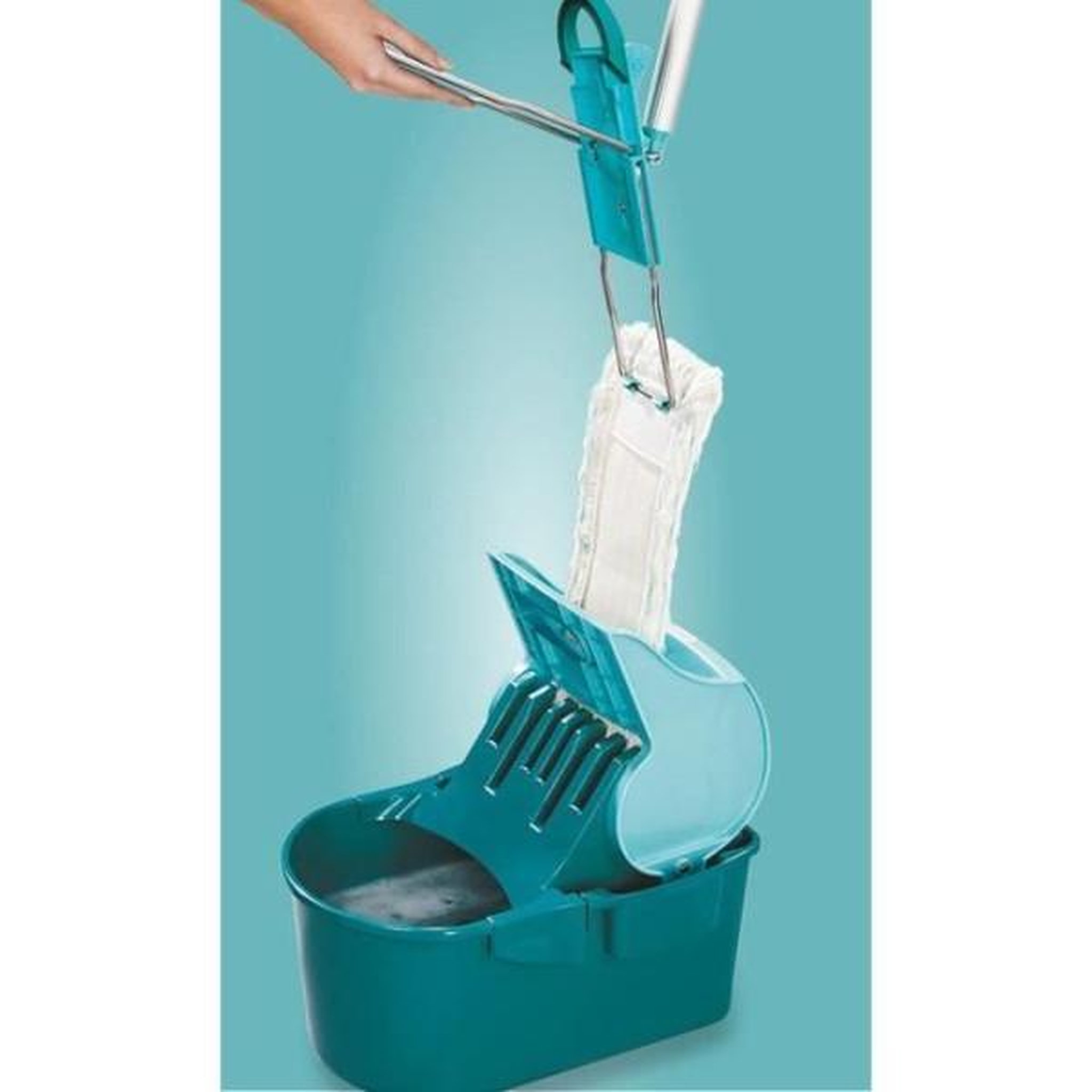 Voir la diapositive 2 : LEIFHEIT Set lave sol avec seau essoreur leifheit profi compact 55092, balai serpilliere a plat 42cm avec housse idéal pour tous sols li