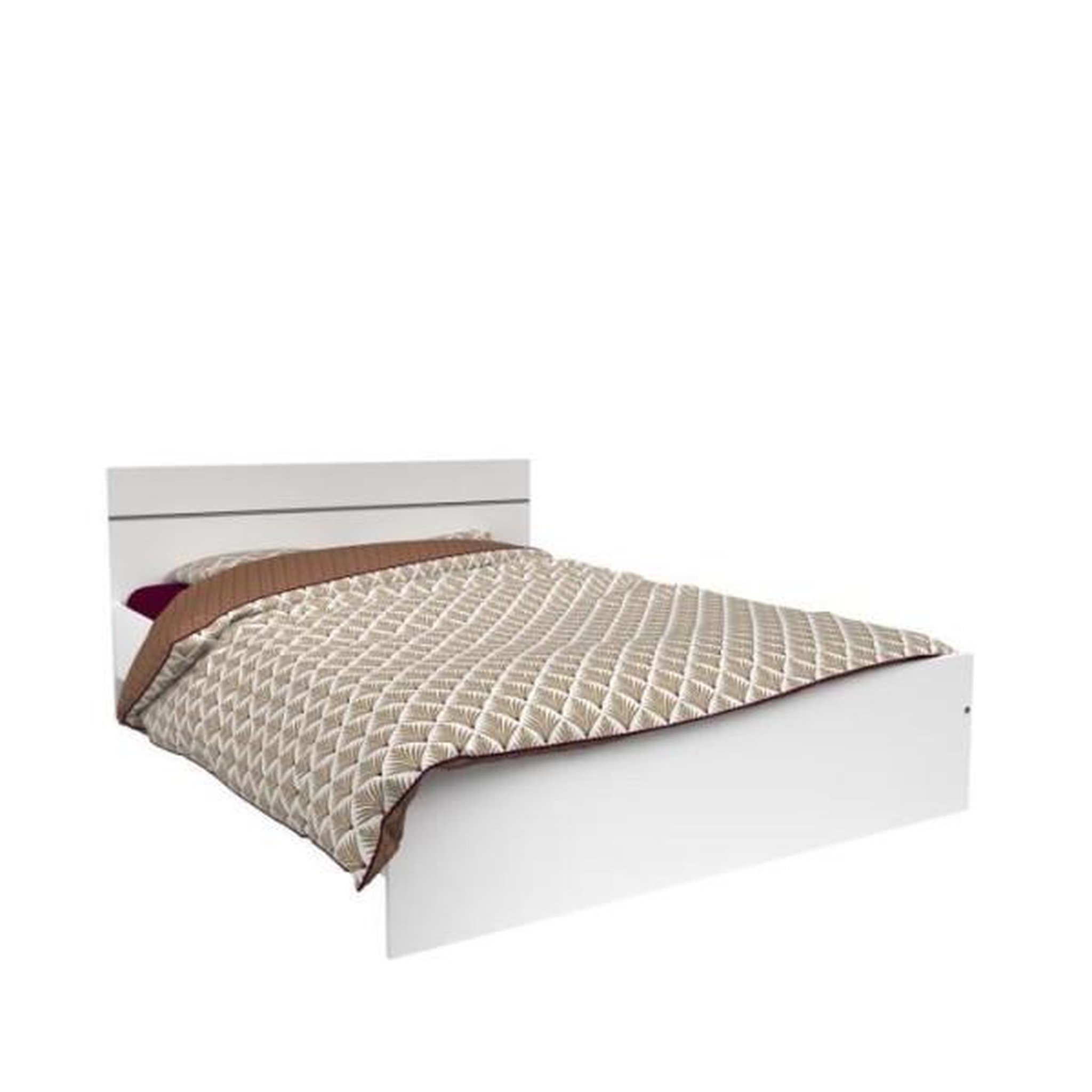 Voir la diapositive 2 : PARISOT Chambre complete BOSTON : Lit adulte 140x190 + Commode + 2 Chevets - Décor blanc - Fabriqué en France