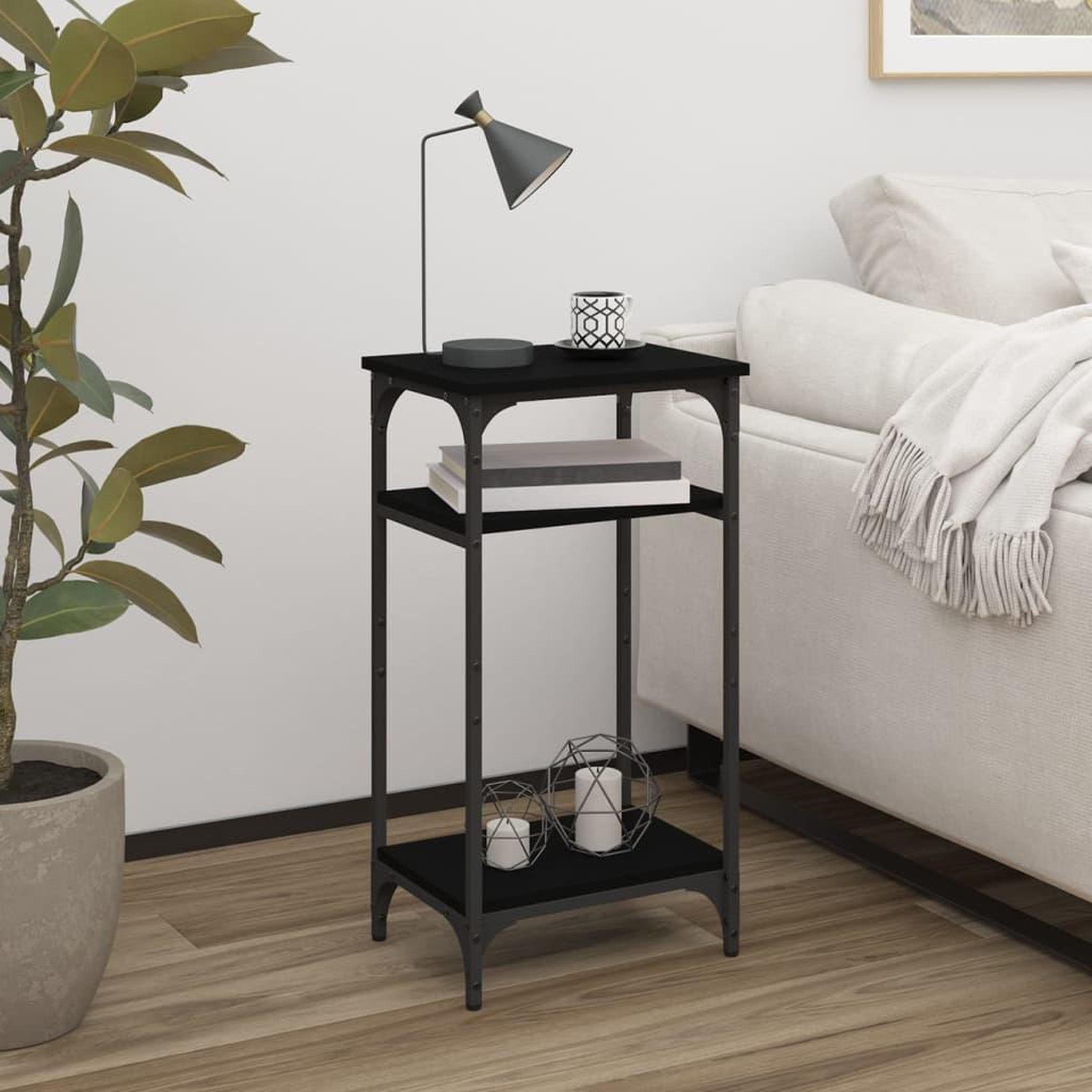 Voir la diapositive 1 : VIDAXL Table d'appoint Noir 40x30x75 cm Bois d'ingenierie