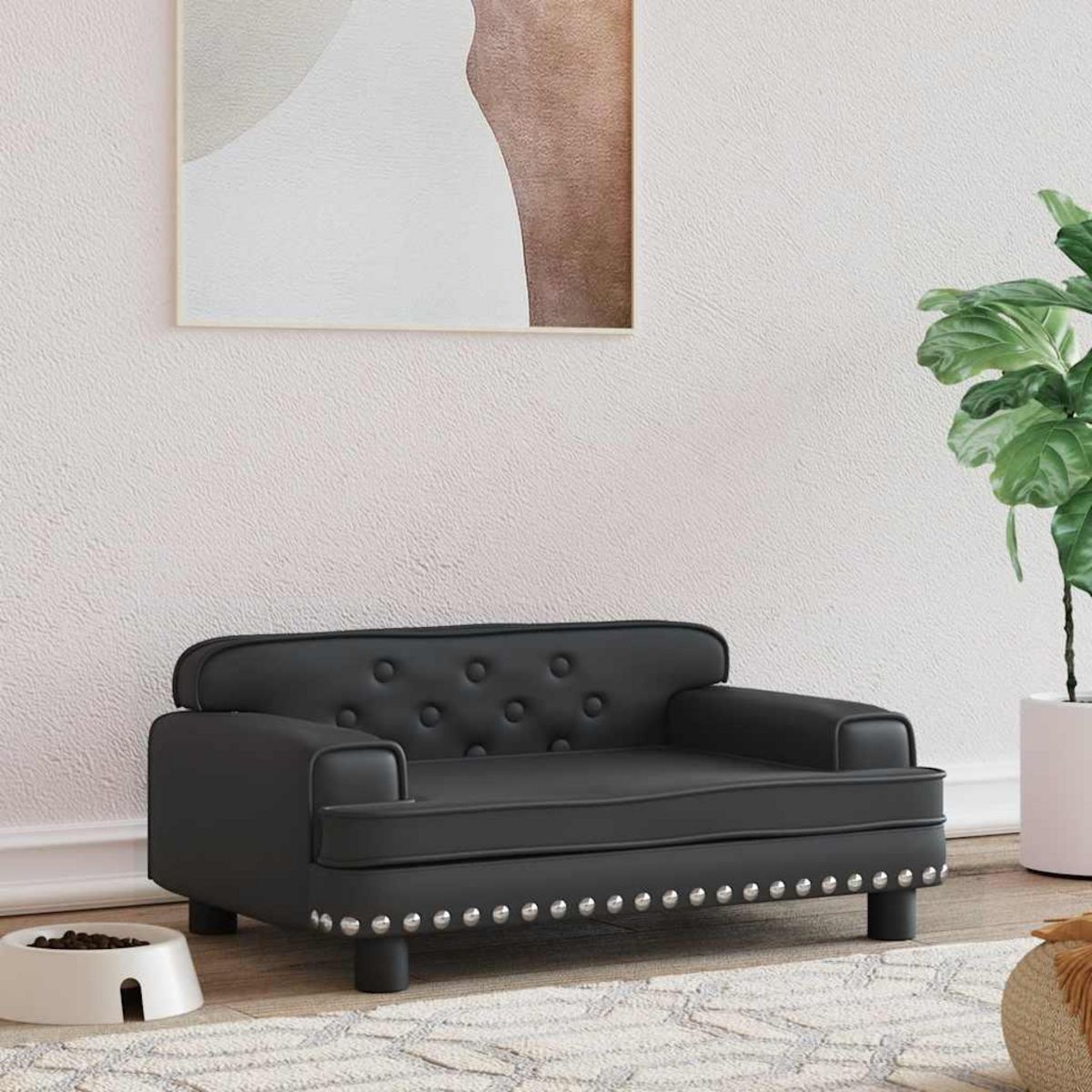 VIDAXL Lit pour chien noir 70x45x30 cm similicuir