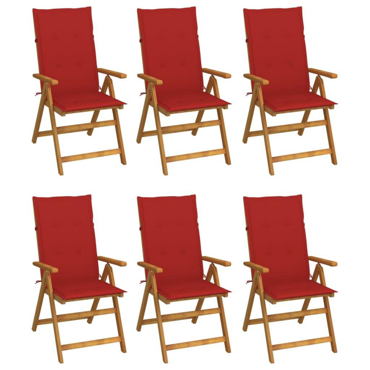 VIDAXL Chaises pliables de jardin lot de 6 avec coussins Bois d'acacia