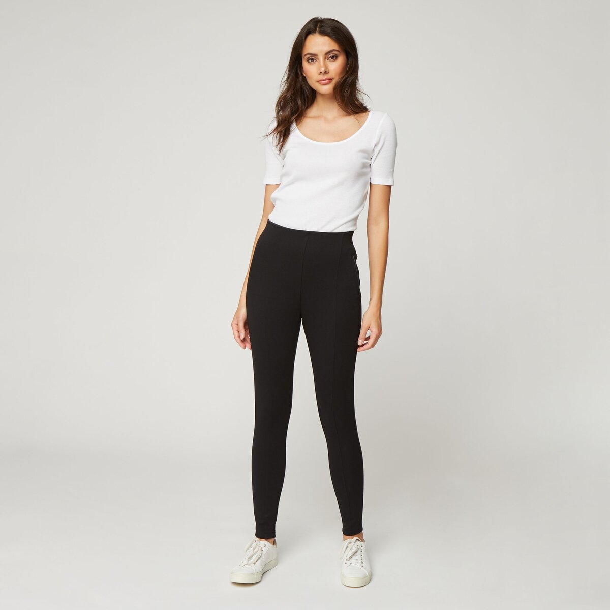 INEXTENSO Legging uni noir femme pas cher Auchan