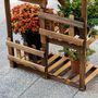 Voir la diapositive 6 : OUTSUNNY Étagère à fleurs en bois - porte plante bois 5 tablettes ornement petites barrières - dim. 60L x 30l x 130H cm - bois de sapin traité carbonisation