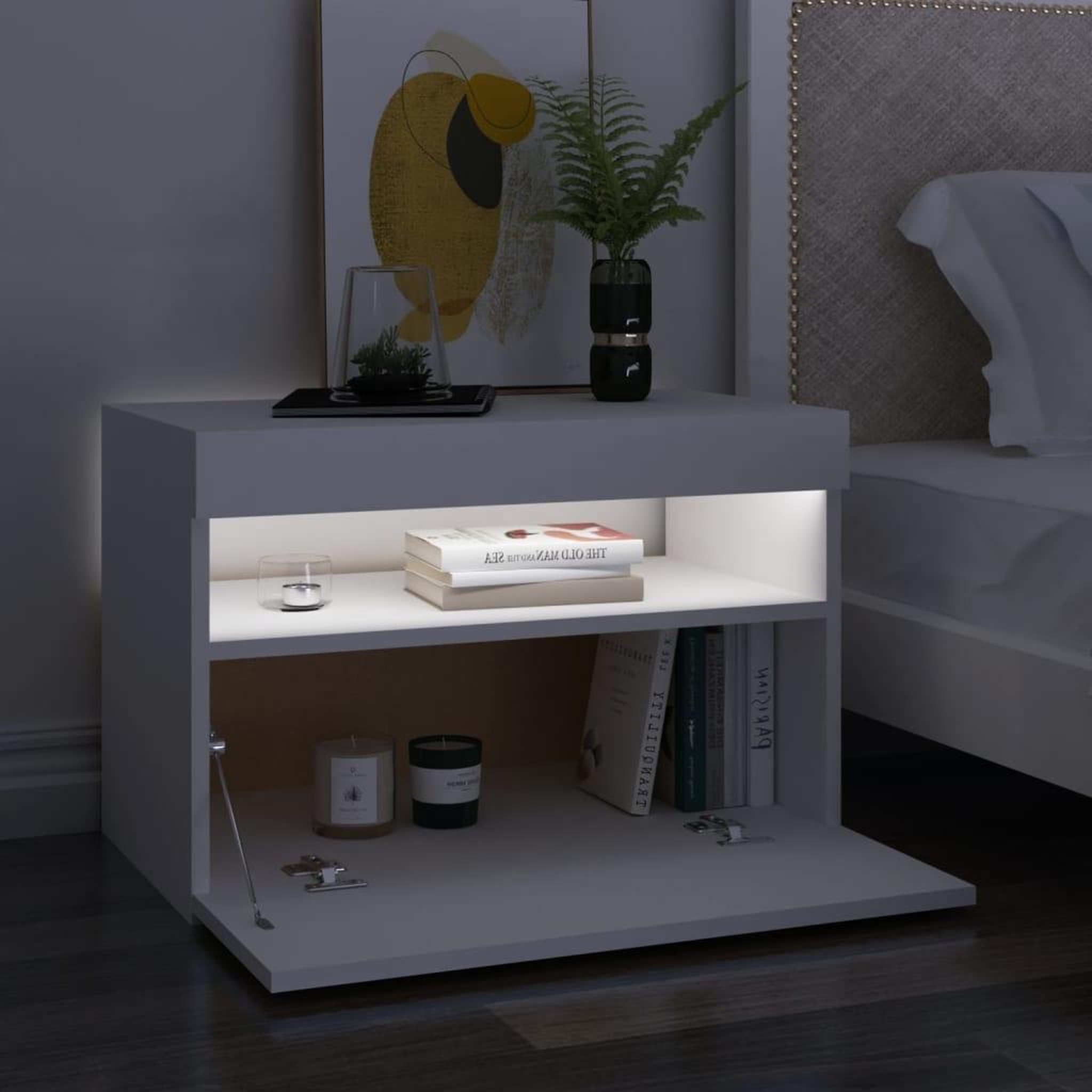 Voir la diapositive 3 : VIDAXL Meubles TV avec lumieres LED 2 pcs Blanc 60x35x40 cm