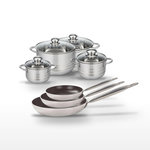 ELO Lot Poêles 24/28/32 cm et Faitouts 14/16/20/24 cm Elo Bistro Line