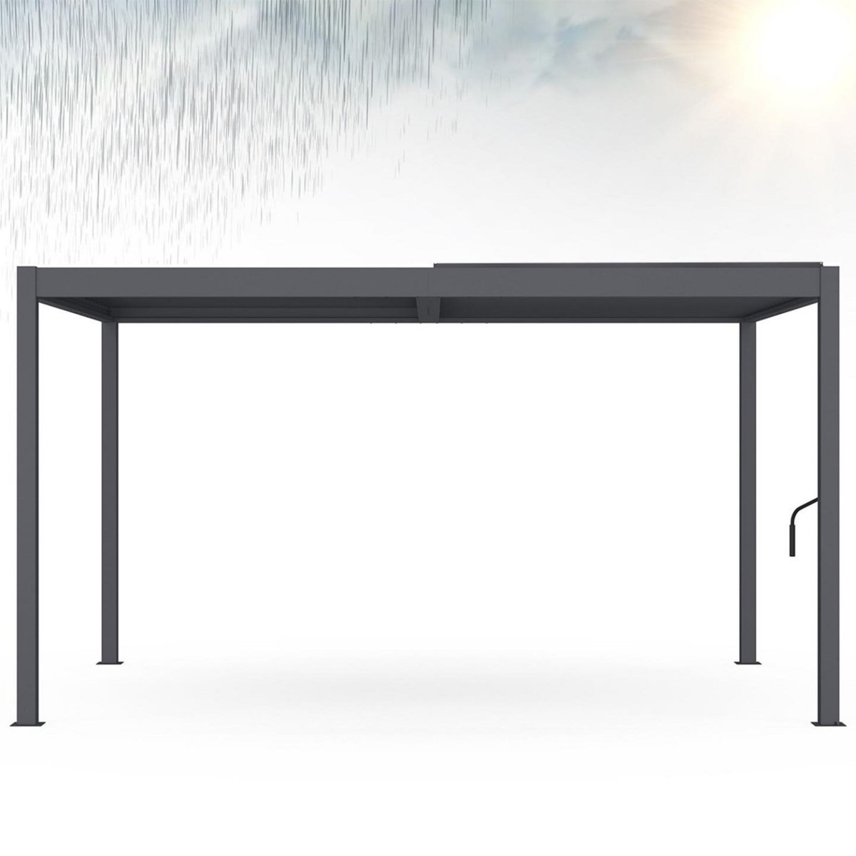 ID MARKET Pergola bioclimatique lames orientables acier 3x4 M gris anthracite