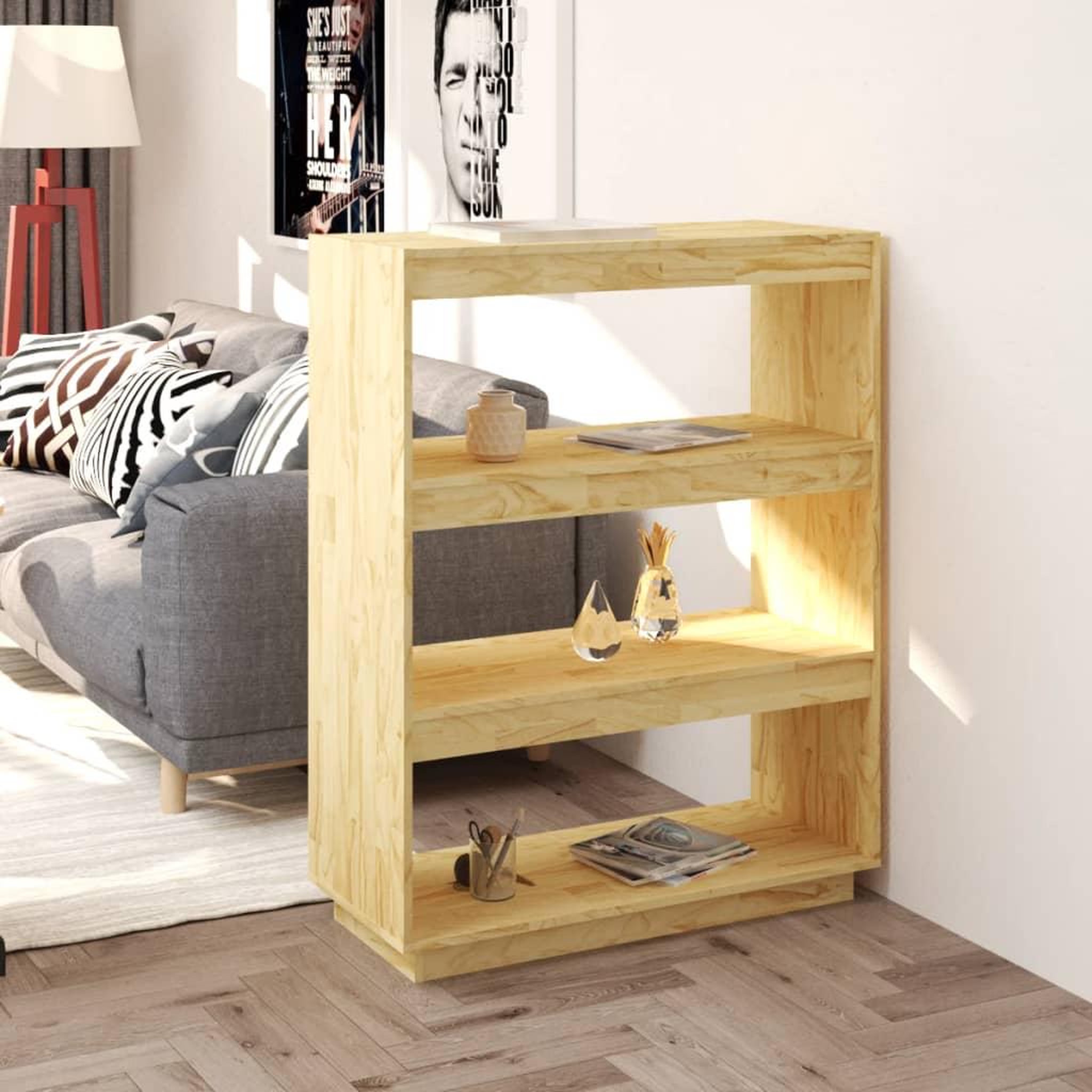 Voir la diapositive 1 : VIDAXL Bibliotheque/Separateur de piece 80x35x103cm bois de pin massif