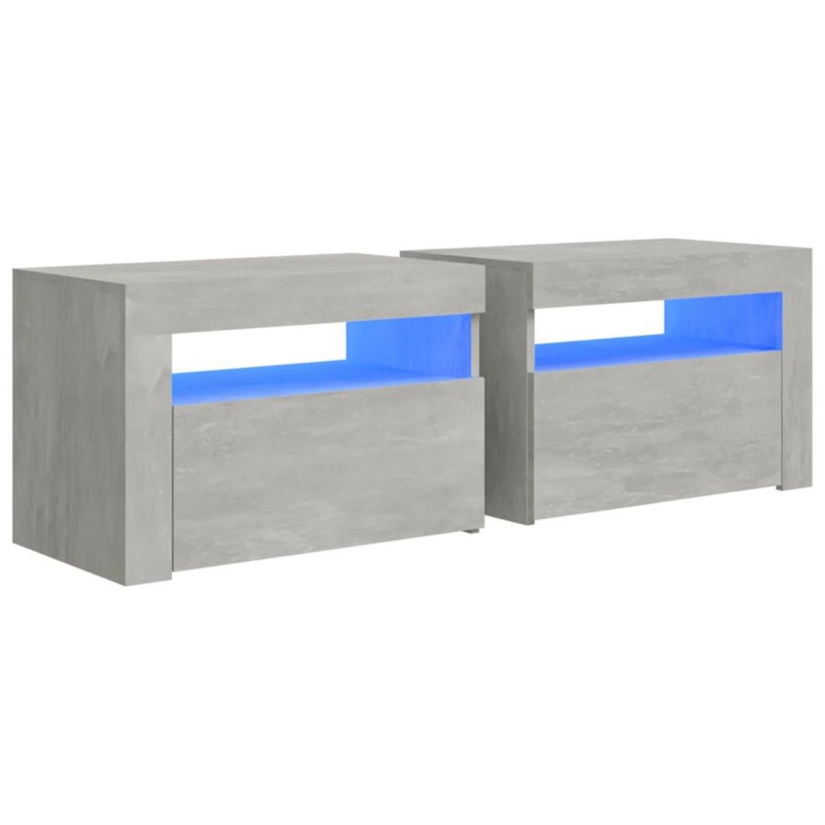 VIDAXL Tables de chevet 2 pcs avec LED Gris beton 60x35x40 cm