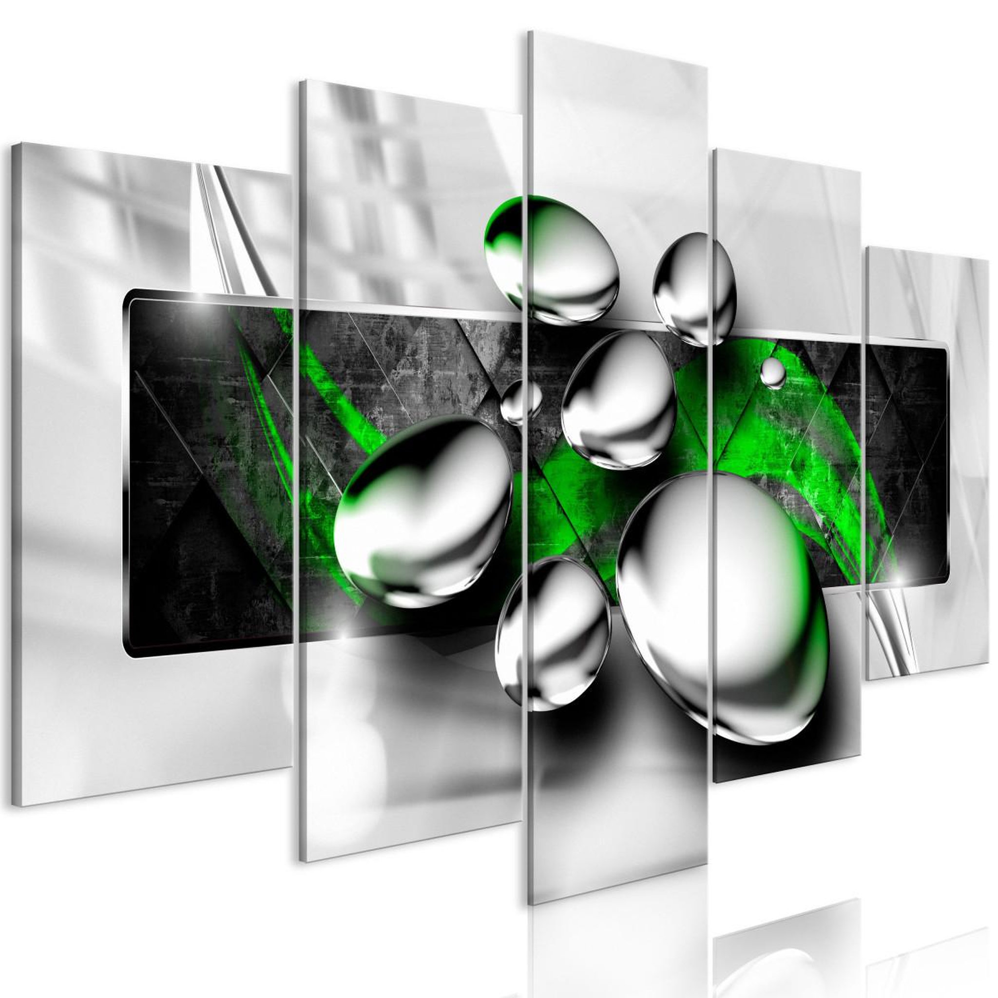 Voir la diapositive 1 : Paris Prix Tableau imprimé 5 panneaux  shiny stones wide green