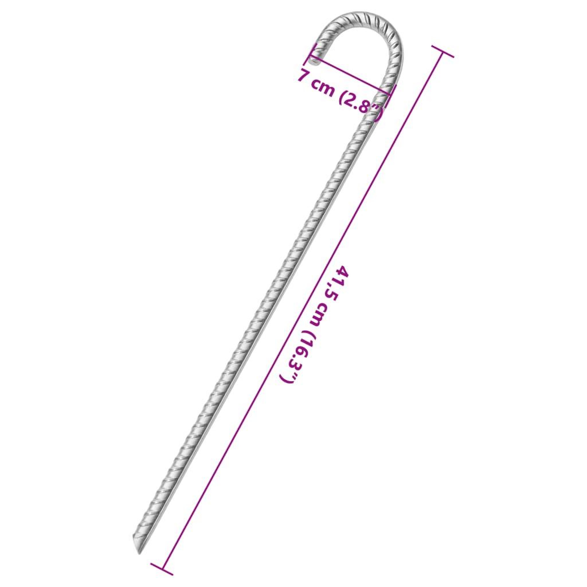 Voir la diapositive 5 : VIDAXL Piquets de tente 12 pcs 41,5 cm Ø12 mm acier galvanise