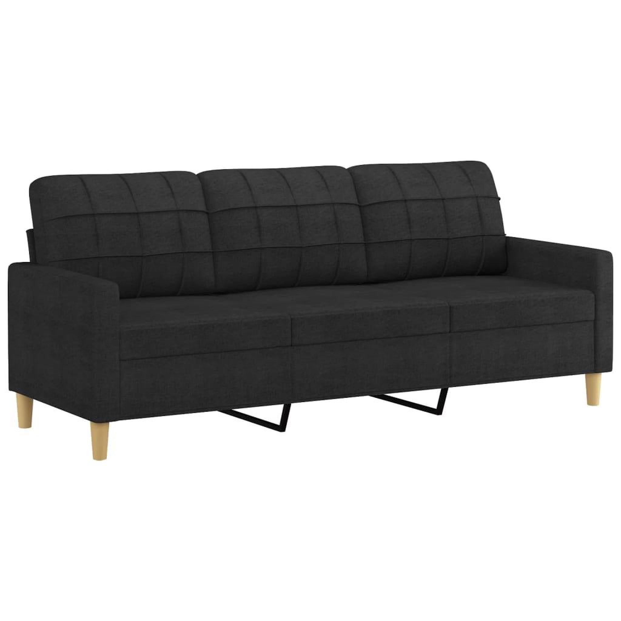 Voir la diapositive 2 : VIDAXL Canape a 3 places Noir 180 cm Tissu