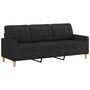 Voir la diapositive 2 : VIDAXL Canape a 3 places Noir 180 cm Tissu