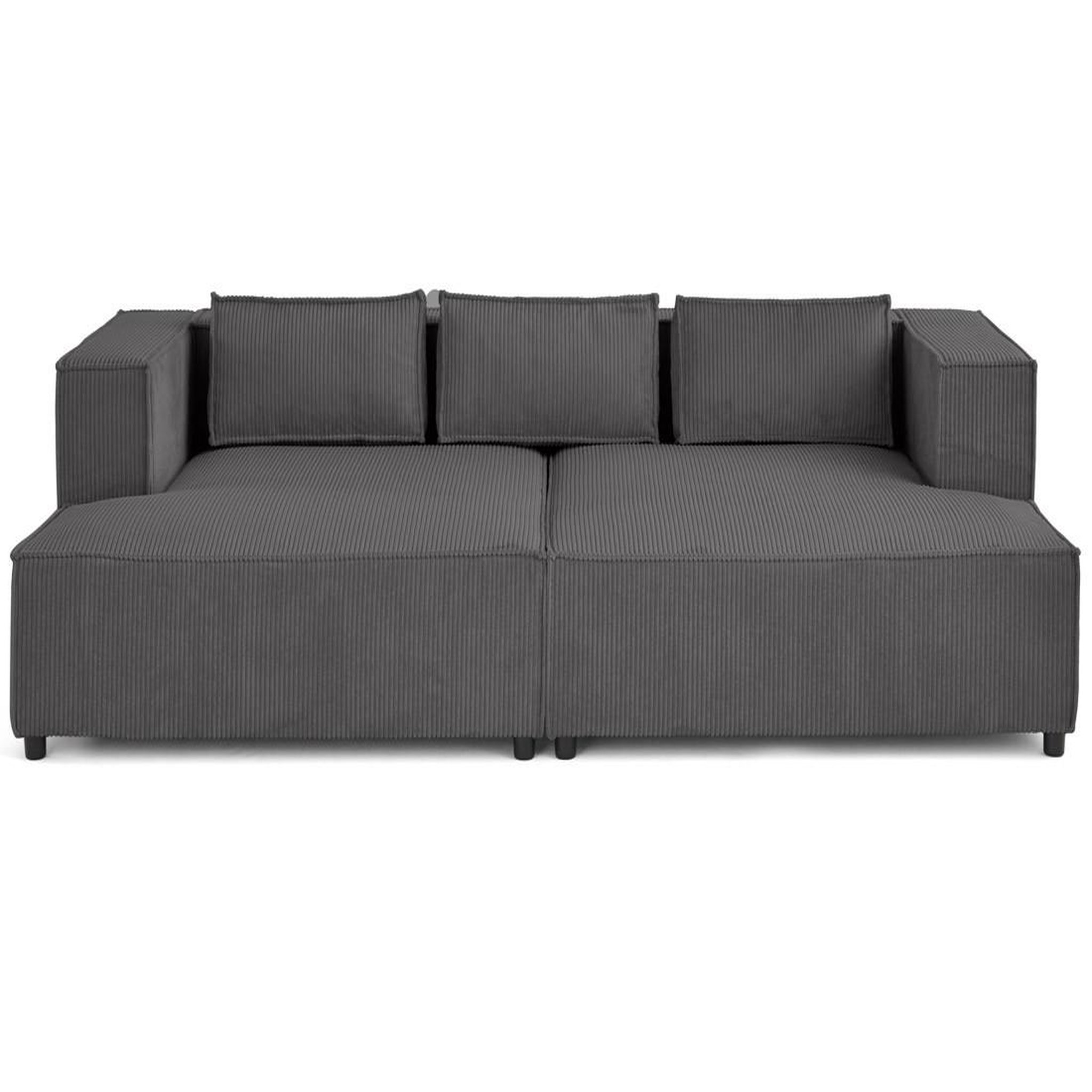 Voir la diapositive 1 : LISA DESIGN Stella - canapé droit 3 places avec double méridienne - assise profonde - en velours côtelé