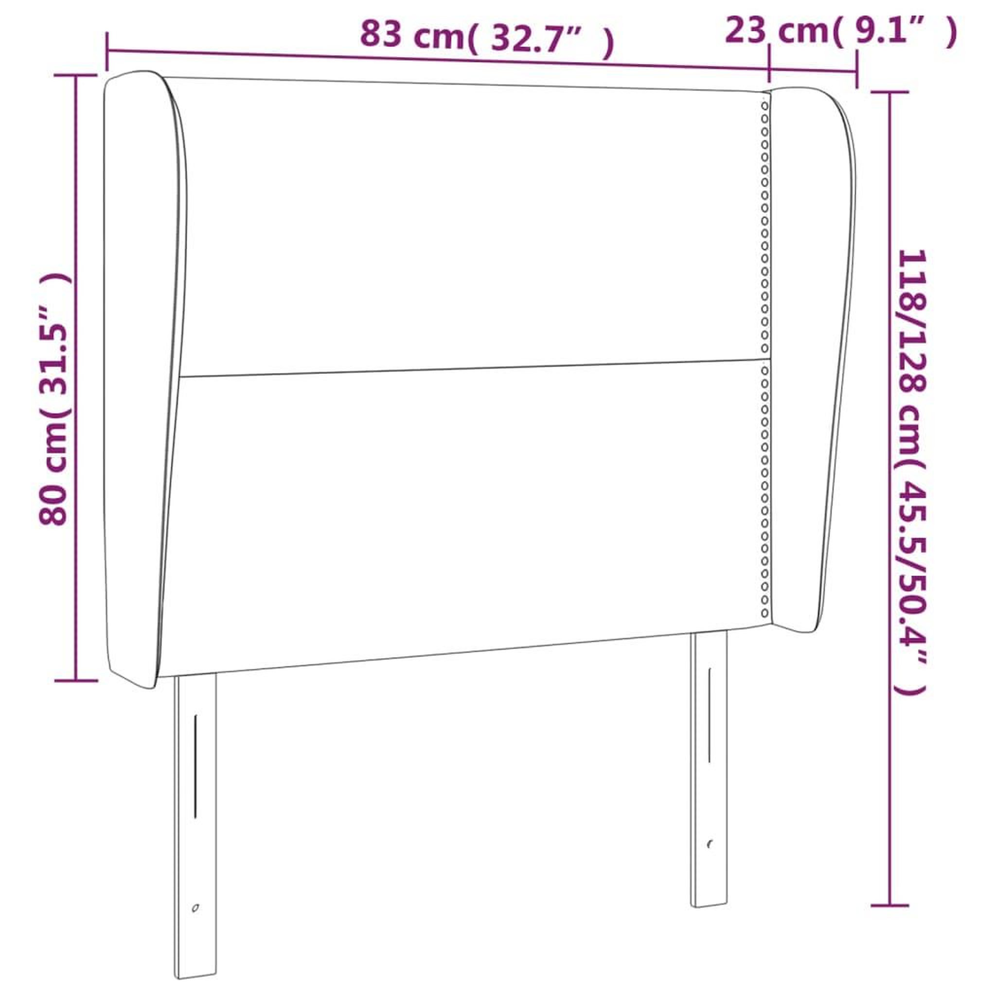 Voir la diapositive 6 : VIDAXL Tete de lit avec oreilles Noir 83x23x118/128 cm Velours