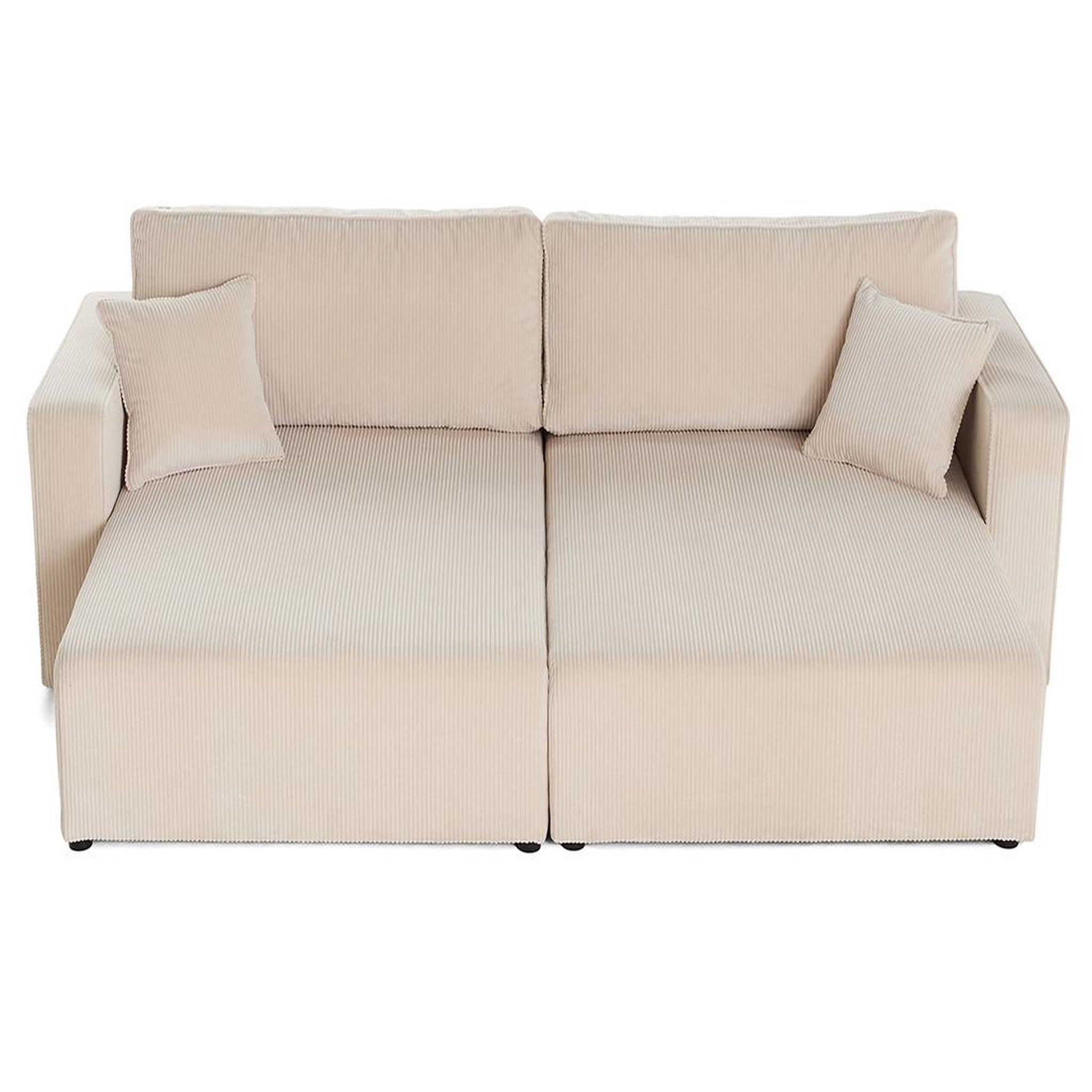 Voir la diapositive 3 : BEST MOBILIER Topaze - canapé droit 4 places avec double méridienne - assise profonde - en velours côtelé